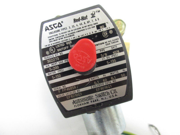 ASCO EF8210G1 3/8" N/C, Xprf, 5/200#Air, 150#Water