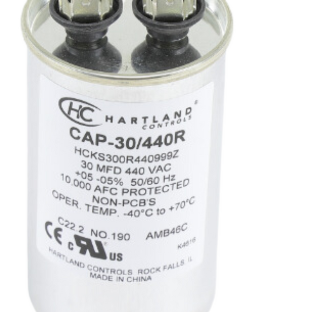 Hartland Controls CAP-30/440R Round Run Capacitor 30 Microfarad 370/440Vac