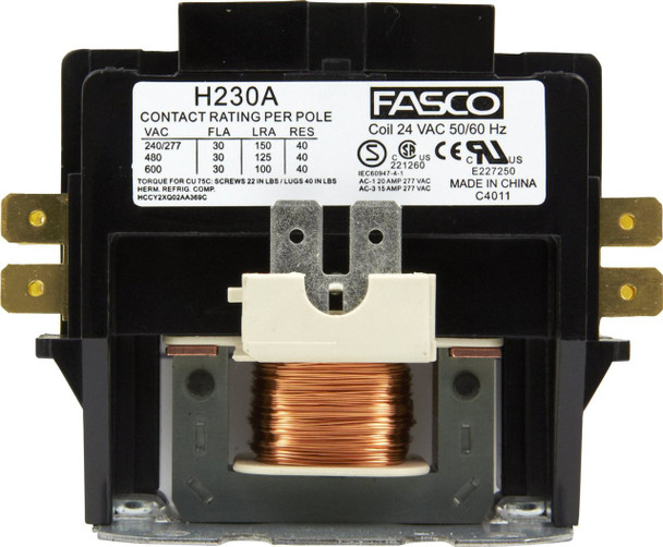 Fasco H230A 24V 30A 2Pole Contactor