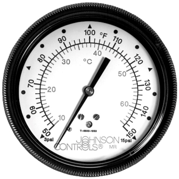 Johnson Controls T-5500-1055 40/240F 3.5"Pneutemperatureindicator