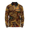 Indigenous Australian Aboriginal Long Sleeve Polo Shirt NAIDOC Week Golden Dreaming Dot Art