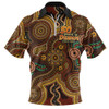 Indigenous Australian Aboriginal Zip Polo Shirt NAIDOC Week Golden Dreaming Dot Art