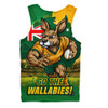 Aussie Wallabies Men Singlet Rising Green Gold Nations Championship Force