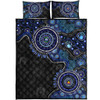 Indigenous Australian Aboriginal Quilt Bed Set Spirit Tracks Connection Through Sea Country