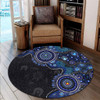 Indigenous Australian Aboriginal Round Rug Spirit Tracks Connection Through Sea Country