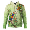 Indigenous Australian Aboriginal Hoodie Rainbow Lorikeets Native Leaves Floral