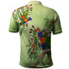 Indigenous Australian Aboriginal Polo Shirt Rainbow Lorikeets Native Leaves Floral
