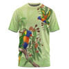 Indigenous Australian Aboriginal T-Shirt Rainbow Lorikeets Native Leaves Floral