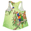 Indigenous Australian Aboriginal Women Racerback Singlet Rainbow Lorikeets Native Leaves Floral