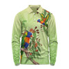 Indigenous Australian Aboriginal Long Sleeve Polo Shirt Rainbow Lorikeets Native Leaves Floral