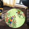 Indigenous Australian Aboriginal Round Rug Rainbow Lorikeets Colorful Nature Spirit