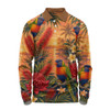 Australia Long Sleeve Polo Shirt Rainbow Lorikeet Sunset Paradise