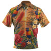 Australia Zip Polo Shirt Rainbow Lorikeet Sunset Paradise