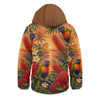 Australia Hooded Padded Jacket Rainbow Lorikeet Sunset Paradise