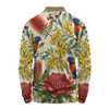 Australia Long Sleeve Polo Shirt Rainbow Lorikeet Watercolor Garden