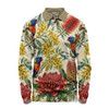 Australia Long Sleeve Polo Shirt Rainbow Lorikeet Watercolor Garden
