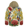 Australia Hooded Padded Jacket Rainbow Lorikeet Watercolor Garden