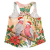 Indigenous Australian Aboriginal Women Racerback Singlet Merry Galah-mas Festive Watercolor Botanical Garden