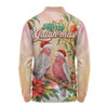 Indigenous Australian Aboriginal Long Sleeve Polo Shirt Merry Galah-mas Festive Watercolor Botanical Garden