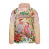 Indigenous Australian Aboriginal Padded Jacket Merry Galah-mas Festive Watercolor Botanical Garden