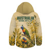 Australia Hooded Padded Jacket National Wattle Day Rainbow Lorikeet Golden Garden