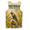 Australia Men Tank Top National Wattle Day Rainbow Lorikeet Golden Garden