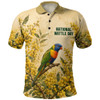 Australia Polo Shirt National Wattle Day Rainbow Lorikeet Golden Garden