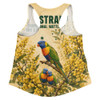 Australia Women Racerback Tank National Wattle Day Rainbow Lorikeet Golden Garden
