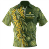 Australia Zip Polo Shirt Golden Native Bloom National Wattle Day Spirit