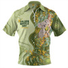 Australia Zip Polo Shirt National Wattle Day Koala Native Floral Pride