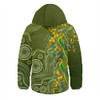 Australia Hooded Padded Jacket Spring Wattle Swift Parrots Floral National Wattle Day