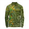 Australia Long Sleeve Polo Shirt Spring Wattle Swift Parrots Floral National Wattle Day