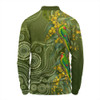 Australia Long Sleeve Polo Shirt Spring Wattle Swift Parrots Floral National Wattle Day
