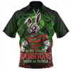 South Sydney Rabbitohs Zip Polo Shirt Full Moon Monster Uprising Halloween Night