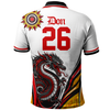 Polo Shirt Dragon Cultural Spirit Bowls Red Black Gold Art