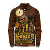 Hawthorn Long Sleeve Polo Shirt Off The Chain Strength Halloween Beast Rising Unleashed Fury