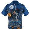 Geelong Cats Zip Polo Shirt Off The Chain Strength Halloween Beast Rising Unleashed Fury