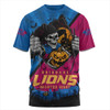 Brisbane Lions T-Shirt Skeleton Rising Through The Shadows Of Haunted Night