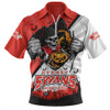 Sydney Swans Zip Polo Shirt Skeleton Rising Through The Shadows Of Haunted Night