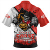 Sydney Swans Zip Polo Shirt Skeleton Rising Through The Shadows Of Haunted Night