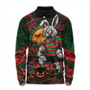 South Sydney Rabbitohs Long Sleeve Polo Shirt Haunted Champion Rising From The Halloween Graveyard