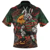 South Sydney Rabbitohs Zip Polo Shirt Haunted Champion Rising From The Halloween Graveyard