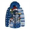 Geelong Cats Hooded Padded Jacket Santa Surfing Down Under Christmas Footy