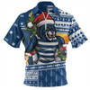 Geelong Cats Zip Polo Shirt Santa Surfing Down Under Christmas Footy