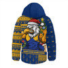 West Coast Eagles Hooded Padded Jacket Santa Surfing Down Under Christmas Footy