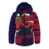 Melbourne Hooded Padded Jacket Santa Surfing Down Under Christmas Footy