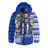 North Melbourne Hooded Padded Jacket Santa Surfing Down Under Christmas Footy