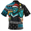 Port Adelaide Zip Polo Shirt Santa Surfing Down Under Christmas Footy