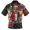 St Kilda Zip Polo Shirt Santa Surfing Down Under Christmas Footy