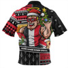 St Kilda Zip Polo Shirt Santa Surfing Down Under Christmas Footy